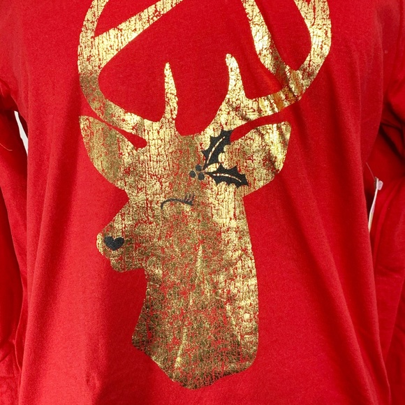 St John's Bay Womens Holiday Red T-Shirt Size M - Picture 2 of 6